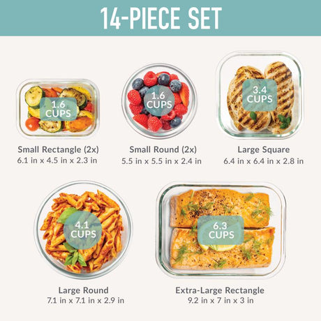 Bentgo Aqua Food Storage Container Set 7 pk, Pack of 2