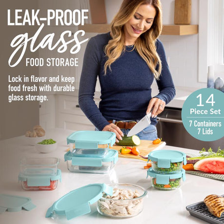 Bentgo Aqua Food Storage Container Set 7 pk, Pack of 2