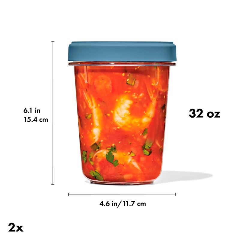 OXO Good Grips 32 oz Blue/Clear Food Storage Container Set 2 pk