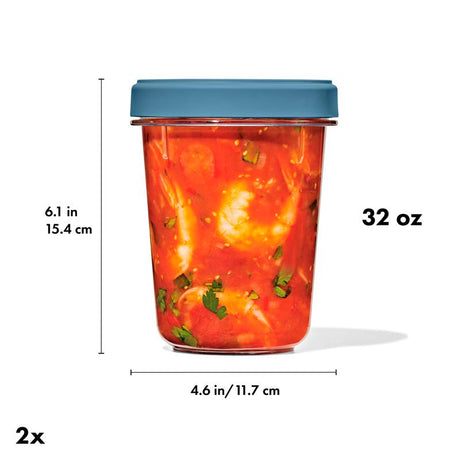 OXO Good Grips 32 oz Blue/Clear Food Storage Container Set 2 pk