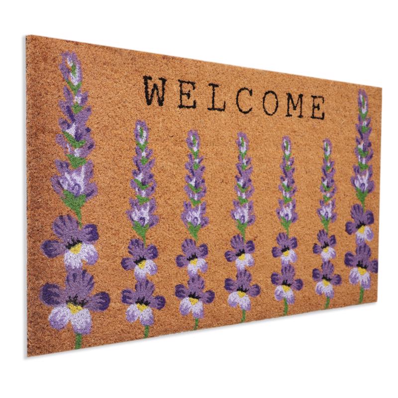First Concept 18 in. W X 30 in. L Natural Floral Coir Door Mat
