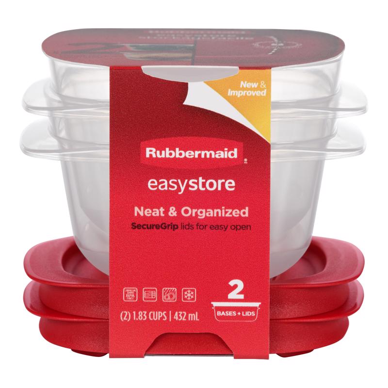 Rubbermaid Easy Store 1.83 cups clear Food Storage Container Set 2 pk, Pack of 4