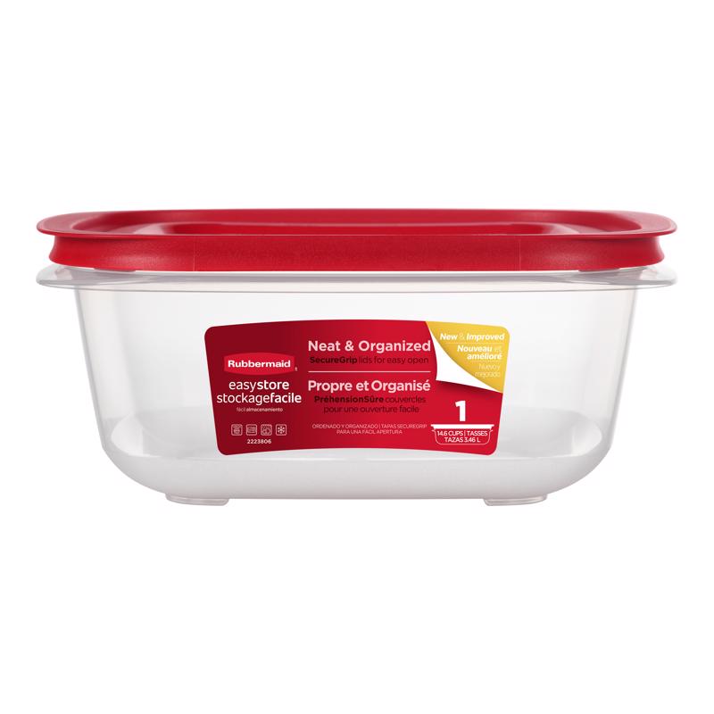 Rubbermaid Easy Store 14.6 cups Clear Food Container and Lid 1 pk, Pack of 2