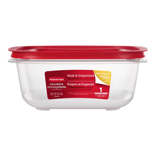 Rubbermaid Easy Store 14.6 cups Clear Food Container and Lid 1 pk, Pack of 2