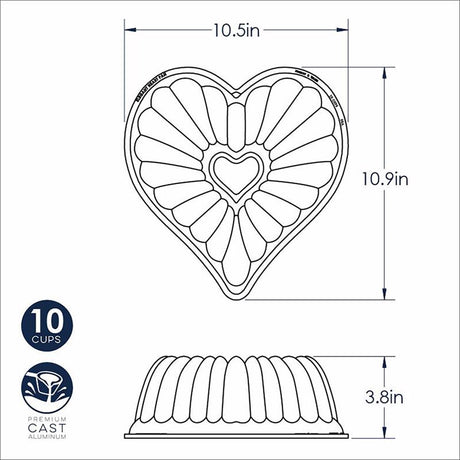 Nordic Ware 10.5 in. W X 11 in. L Heart Bundt Pan Pink 1 pc
