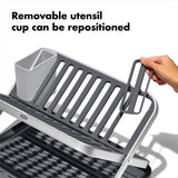 OXO Good Grips 15 in. L X 16 in. W X 2 in. H Black/Gray Aluminum/Plastic Dish Rack