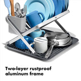 OXO Good Grips 15 in. L X 16 in. W X 2 in. H Black/Gray Aluminum/Plastic Dish Rack