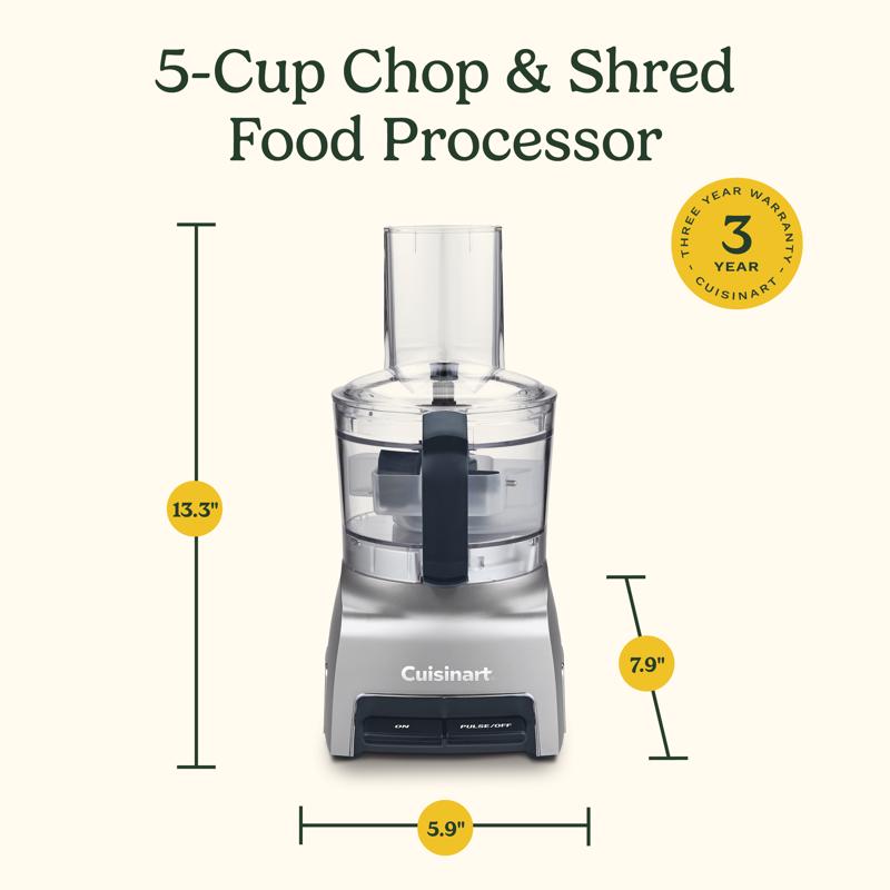 Cuisinart Brushed Nickel Silver 5 cups Food Processor 250 W