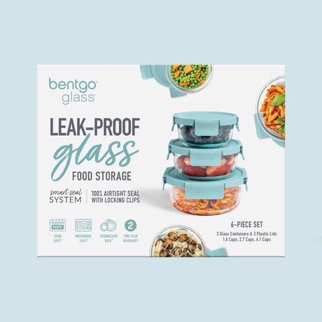 Bentgo Aqua Food Storage Container Set 3 pk, Pack of 4