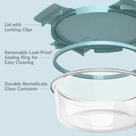Bentgo Aqua Food Storage Container Set 3 pk, Pack of 4