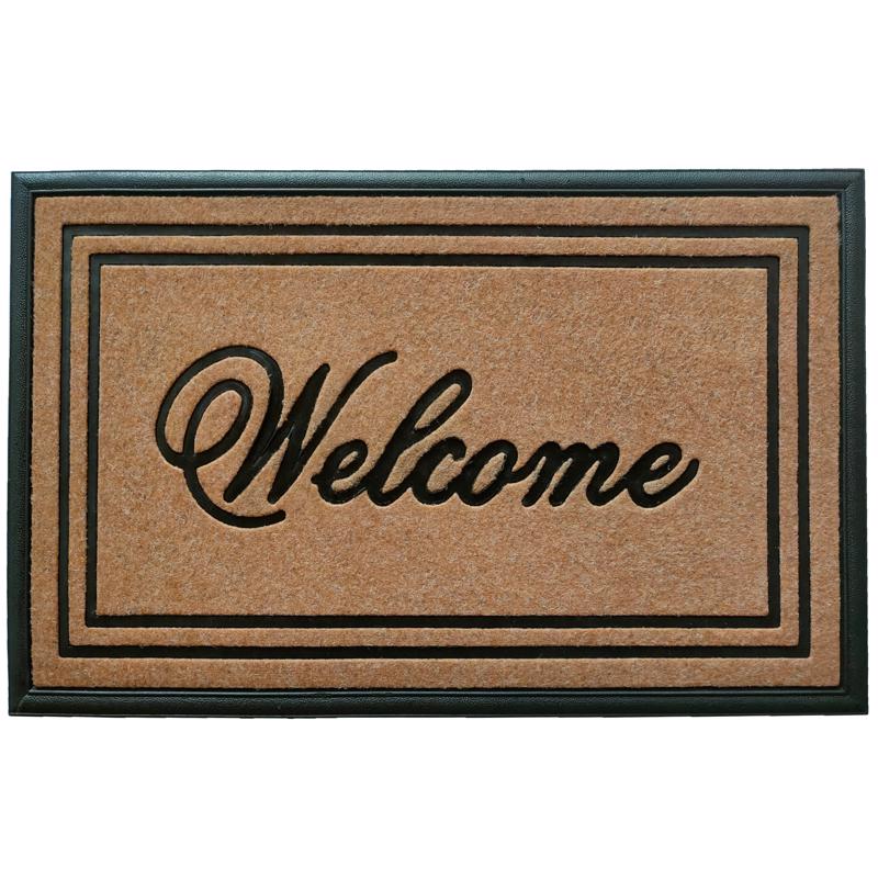 Direct Home Textiles Goup 18 in. W X 30 in. L Beige/Black Rubber Door Mat, Pack of 6