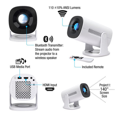 GPX 140 in. Projection Portable Projector 720p, Pack of 4