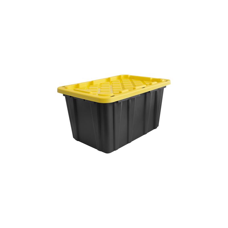 Ramtuff 2 gal Black/Yellow Storage Tote Stackable, Pack of 12