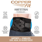 Copper Fit Back Pro Black Power X Straps Technology Compression Back Support Belt 1 pk 1 pk