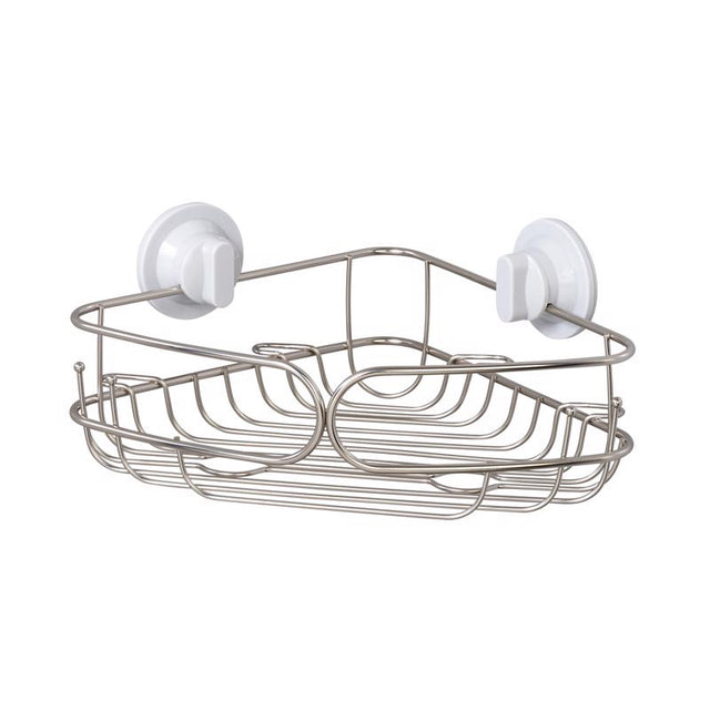 Zenna Home Chrome Silver Stainless Steel Corner Basket, Pack of 2