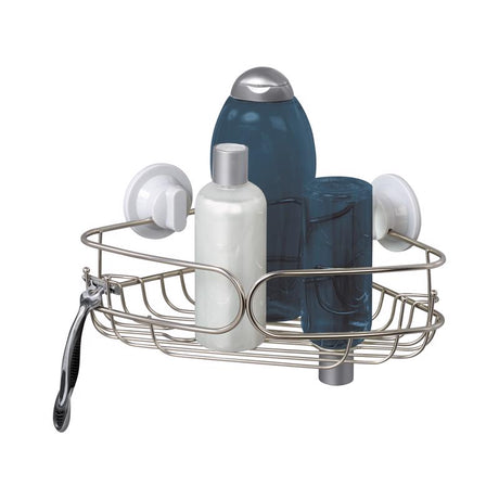 Zenna Home Chrome Silver Stainless Steel Corner Basket, Pack of 2