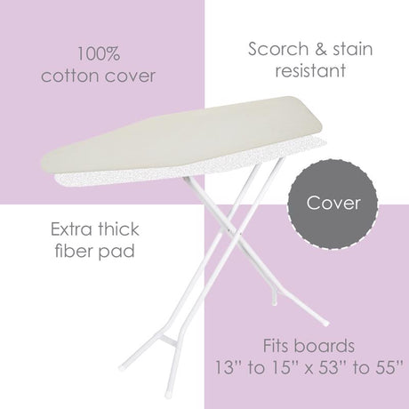 Seymour Home Products 15 in. W X 55 in. L Cotton Khaki Ironing Board Cover and Pad