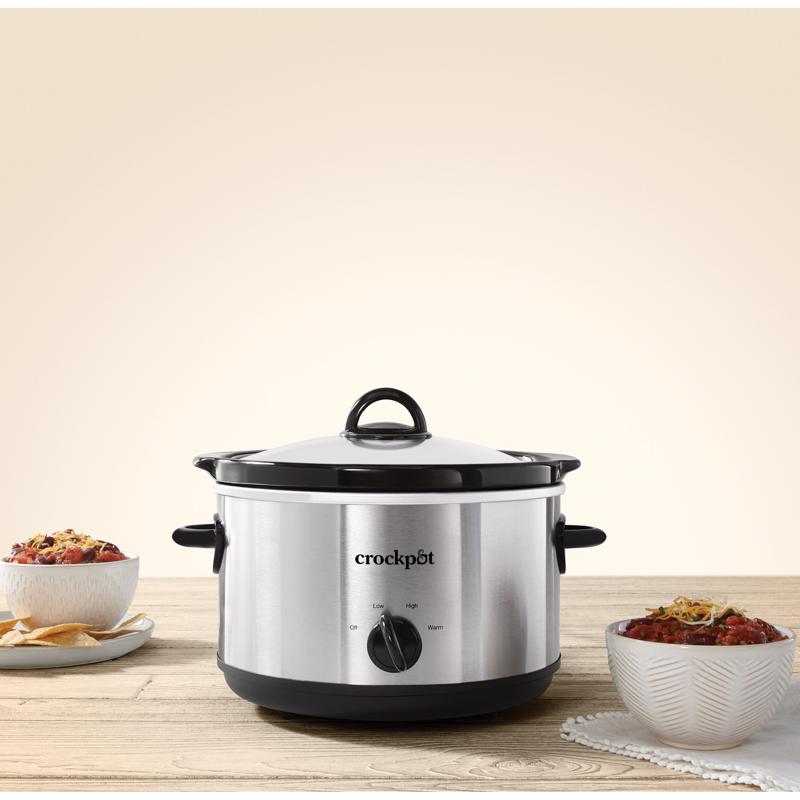 Crockpot 4.5 qt Black/Silver Stoneware Slow Cooker