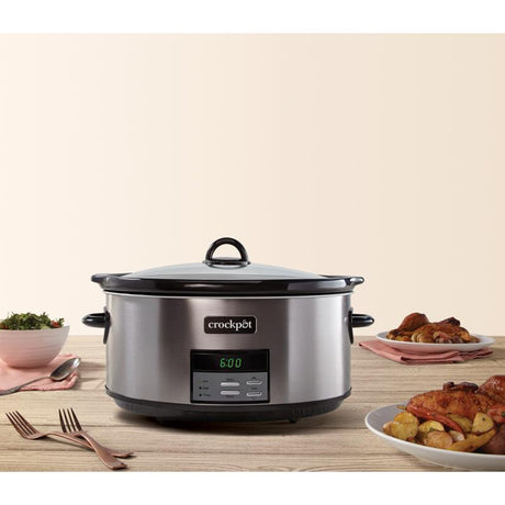 Crock-Pot 8 qt Black/Silver Stainless Steel Programmable Slow Cooker