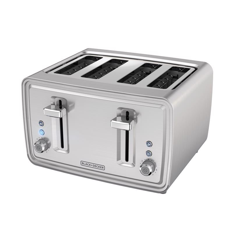 Black+Decker Stainless Steel Silver 4 slot Toaster 7.6 in. H X 11.8 in. W X 10.6 in. D