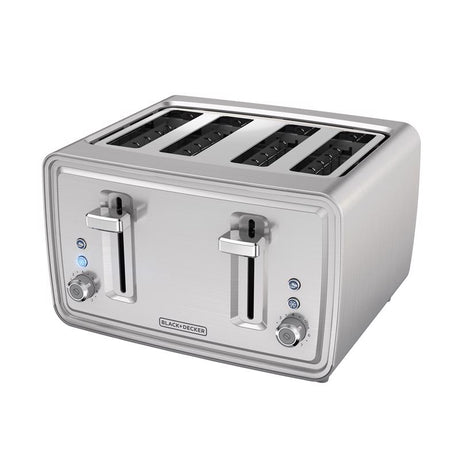 Black+Decker Stainless Steel Silver 4 slot Toaster 7.6 in. H X 11.8 in. W X 10.6 in. D