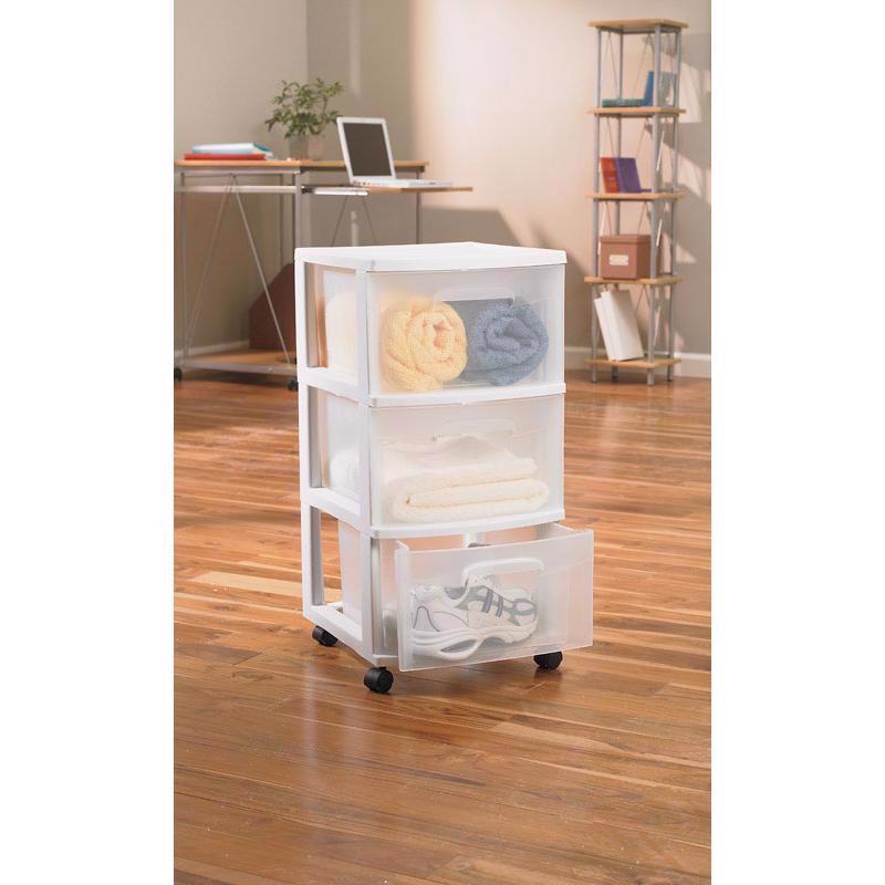 Sterilite 5.4 cu ft Clear/White Drawer Organizer 25-5/8 in. H X 12-5/8 in. W X 14-1/2 in. D Stackabl, Pack of 2