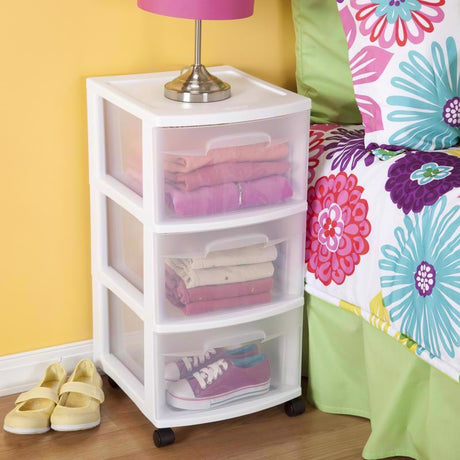 Sterilite 5.4 cu ft Clear/White Drawer Organizer 25-5/8 in. H X 12-5/8 in. W X 14-1/2 in. D Stackabl, Pack of 2