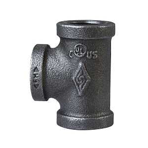 ProSource 11A-2B Pipe Tee, 2 in, Threaded, Iron, 40 Schedule, 300 psi Pressure, Black