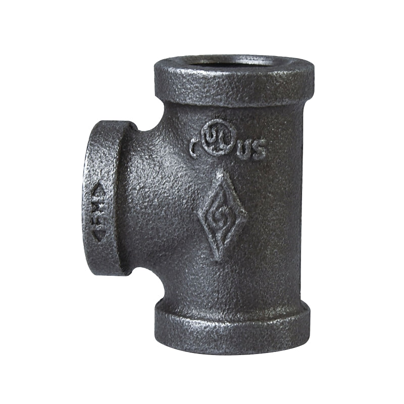 ProSource 11A-2B Pipe Tee, 2 in, Threaded, Iron, 40 Schedule, 300 psi Pressure, Black