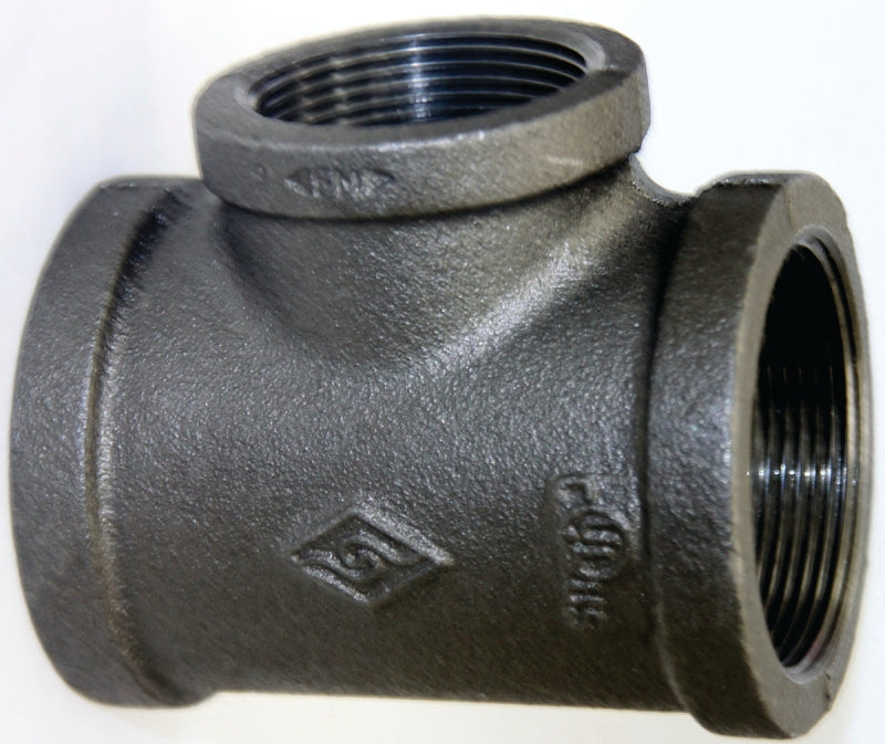 ProSource 11A3/4X1/2B Pipe Tee, 1/2 x 3/4 x 3/4 in, Threaded, Iron, 40 Schedule, 300 psi Pressure, Black