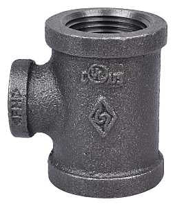 ProSource 11A1X1/2B Pipe Tee, 1/2 x 1 in, Threaded, Iron, 40 Schedule, 300 psi Pressure, Black