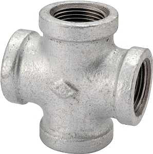 ProSource 0745 Pipe Cross, 1/2 in, Female, Iron, 40 Schedule, 300 psi Pressure