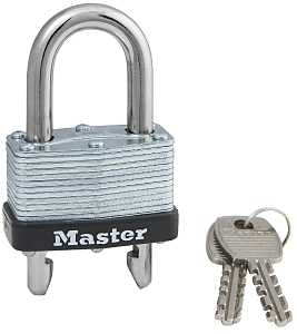 Master Lock 510D Padlock, Keyed Different Key, Adjustable Shackle, 9/32 in Dia Shackle, 5/8 to 2 in H Shackle, Laminated