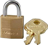 Master Lock 120D Padlock, Keyed Different Key, 5/32 in Dia Shackle, 7/16 in H Shackle, Steel Shackle, Solid Brass Body