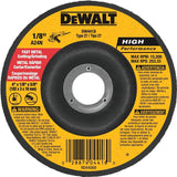 DEWALT DW4418 Grinding Wheel, Applicable Materials: Metal, 4 in Dia, 1/8 in Thick, 5/8 in Arbor, 24 Grit, Very Coarse