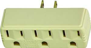 Eaton Wiring Devices 1219V-BOX Outlet Adapter with Grounding Lug, 2 -Pole, 15 A, 125 V, 3 -Outlet, Ivory