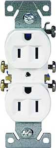 Eaton Wiring Devices C270W Duplex Receptacle, Thermoplastic, White, 2-Pole, 15 A, 125 V, Push-in, Side Wiring, 60 Hz
