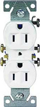 Eaton Wiring Devices C270W Duplex Receptacle, Thermoplastic, White, 2-Pole, 15 A, 125 V, Push-in, Side Wiring, 60 Hz
