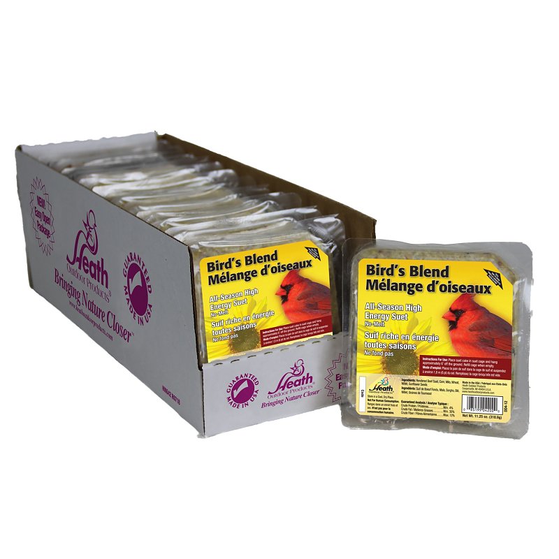 Heath DD4-12 Sunflower Seed Wild Bird Food, 11.25 oz, All-Season, Suet, Cake, Bird's Blend, Pack of 12