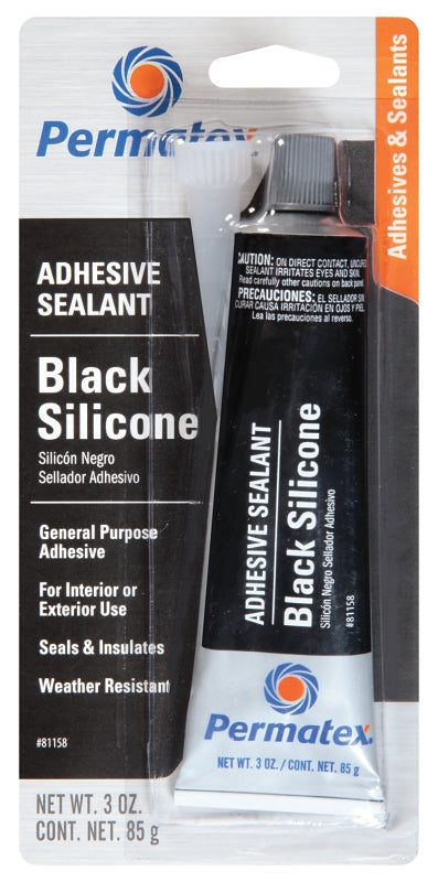 Permatex 81158 Silicone Adhesive Sealant, 3 oz Tube, Paste, Mild