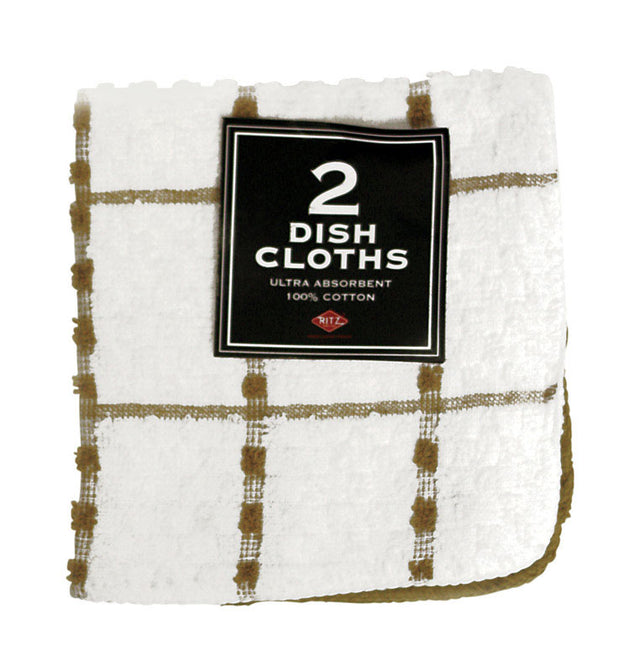 Ritz Biscotti Cotton Check/Solid Dish Cloth 2 pk, Pack of 3
