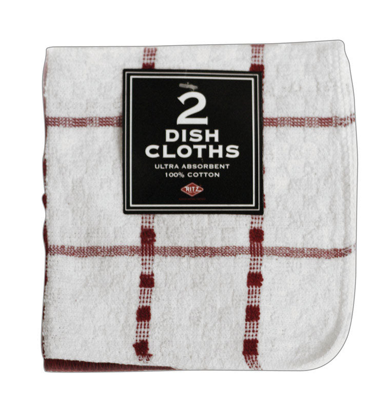 Ritz Paprika Cotton Check/Solid Dish Cloth 2 pk, Pack of 3
