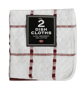 Ritz Paprika Cotton Check/Solid Dish Cloth 2 pk, Pack of 3
