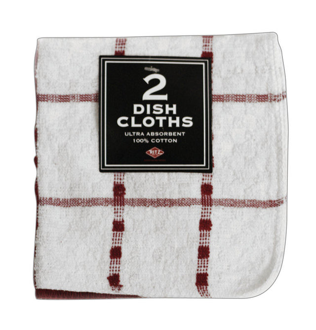 Ritz Paprika Cotton Check/Solid Dish Cloth 2 pk, Pack of 3