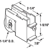 Prime-Line D 1611 Roller Assembly, 2-1/4 in L x 7/8 in W x 1-9/16 in H Dimensions, 1-1/4 in Dia Roller, Steel, 1-Roller