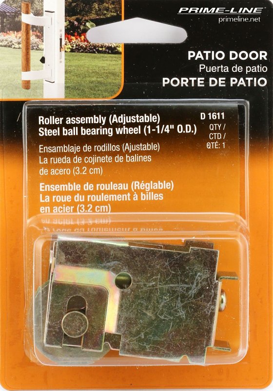 Prime-Line D 1611 Roller Assembly, 2-1/4 in L x 7/8 in W x 1-9/16 in H Dimensions, 1-1/4 in Dia Roller, Steel, 1-Roller
