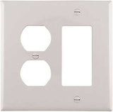 Eaton Wiring Devices PJ826W Combination Wallplate, 4-7/8 in L, 4-15/16 in W, Mid, 2-Gang, Polycarbonate, White, Pack of 20
