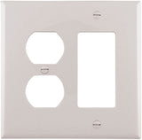 Eaton Wiring Devices PJ826W Combination Wallplate, 4-7/8 in L, 4-15/16 in W, Mid, 2-Gang, Polycarbonate, White, Pack of 20