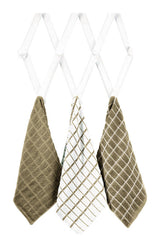 Ritz Mocha Cotton Check Kitchen Towel 3 pk, Pack of 3