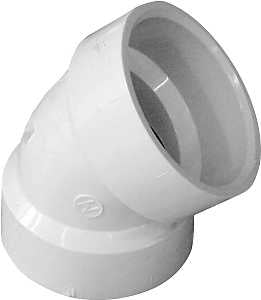 IPEX 192521P/05885H Short Radius DWV Elbow, 1-1/2 in, Hub, 45 deg Angle, PVC, SCH 40 Schedule